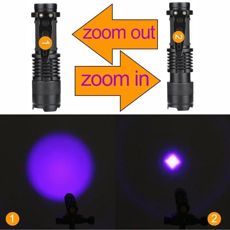 UV LED Portable Flashlight 395nm Black Light Wavelength Violet