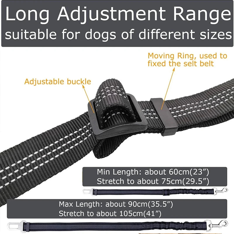 Pet Dog Seat Belt Adjustable Harnesses Lead Restraint Nylon Elastic
