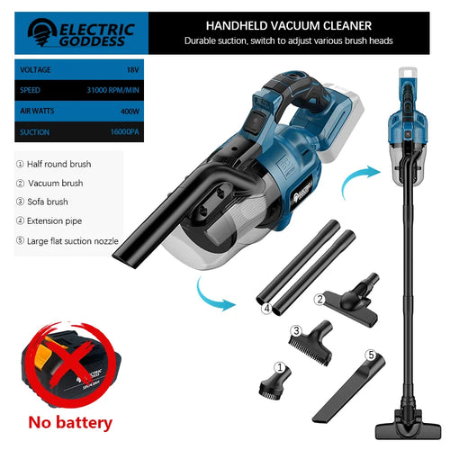 Electric Goddess Cordless Handheld Vacuum Cleaner Portable Floor