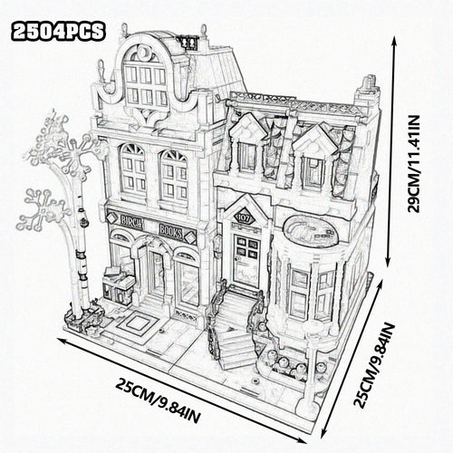 Creative Expert Bricks Bank Cafe Corner MOC Street View City Model