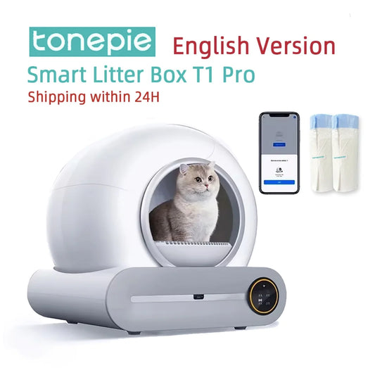 Tonepie 65L Automatic Smart Cat Litter Box Self Cleaning Fully