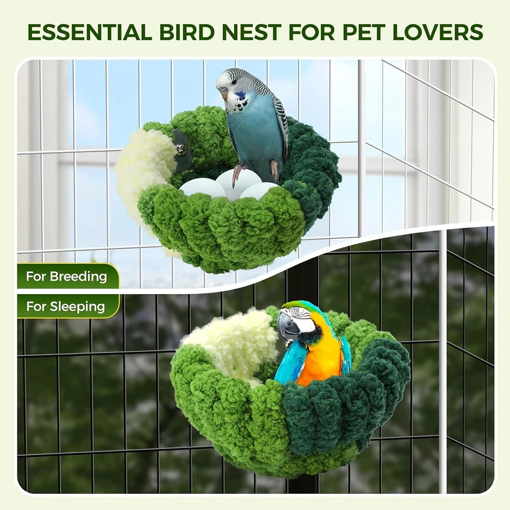 Autumn Winter Warm Cozy Bird Nest Plush Parrot Round Sleeping Bed