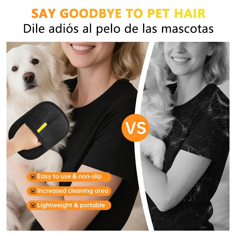 Reusable Double-Sided Pet Hair Removal Glove Anti-Static Grooming Tool