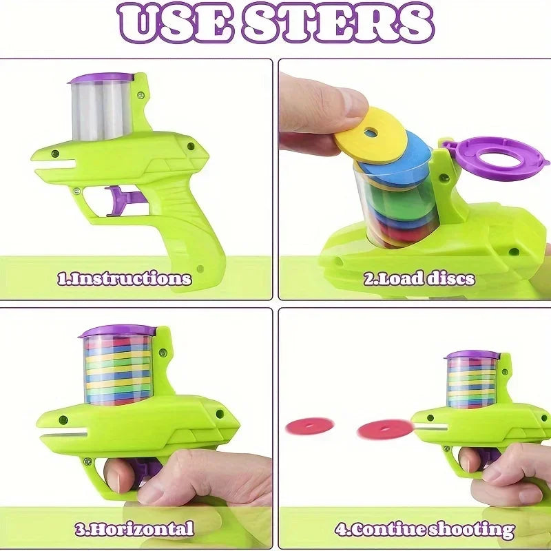 Cat Dog Toy with Colorful Flying Discs Set, Pet Toy Gun Launcher