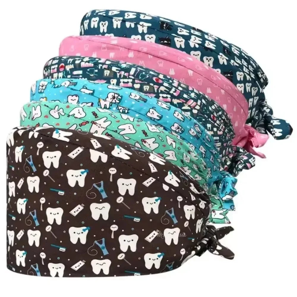 Cartoon Doctor Operating Room Pattern Printed Nursing Head Cap Lab