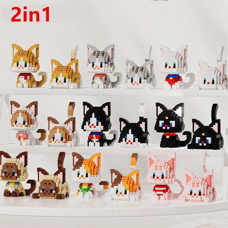 NEW DIY Cute Cat Pets Orange Puppet Silver Gradual Layer Cow Building
