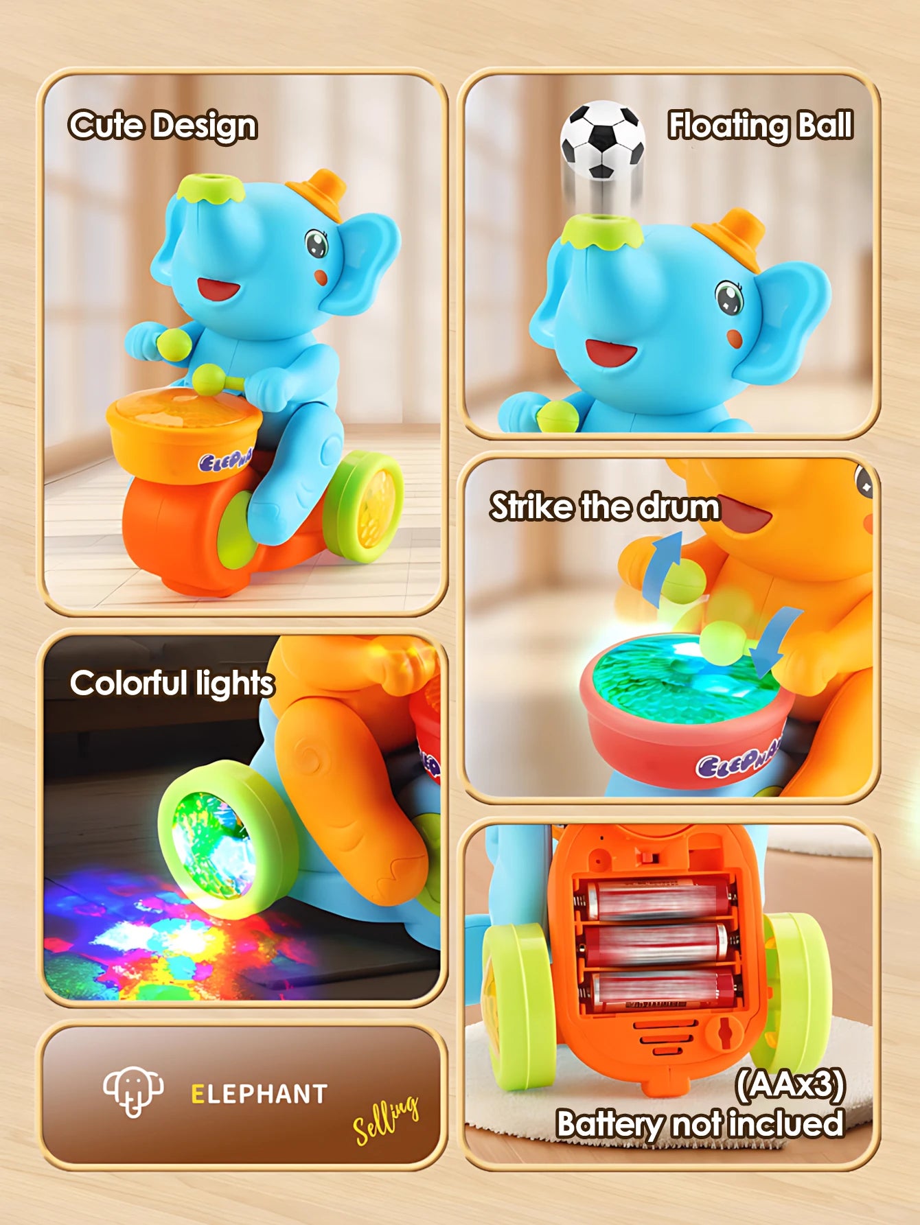 1pc funny elephant toy car,Electronic Suspended blowing ball pet toys