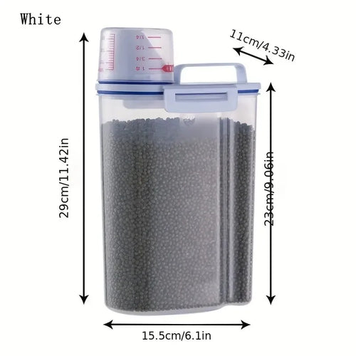 Pet Food Storage Container with Measuring Cup Handle Airtight