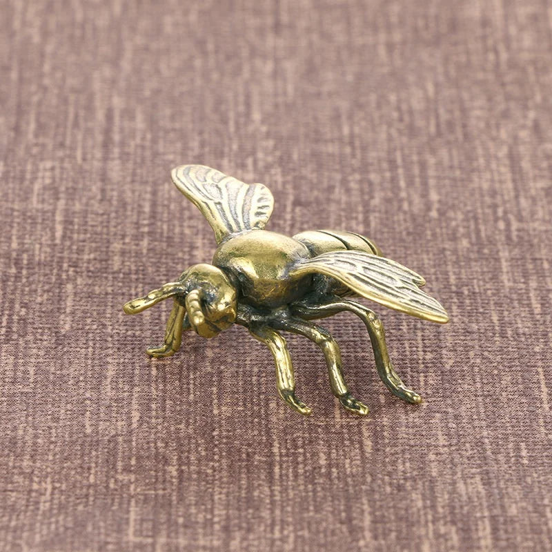 Solid Brass Insect Honeybee Figurines Miniatures Tea Pet Funny Beetle