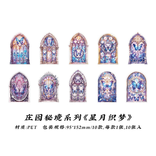 JIANQI 10pcs Flowers Window Sticker PET Materials Collage Junk Journal