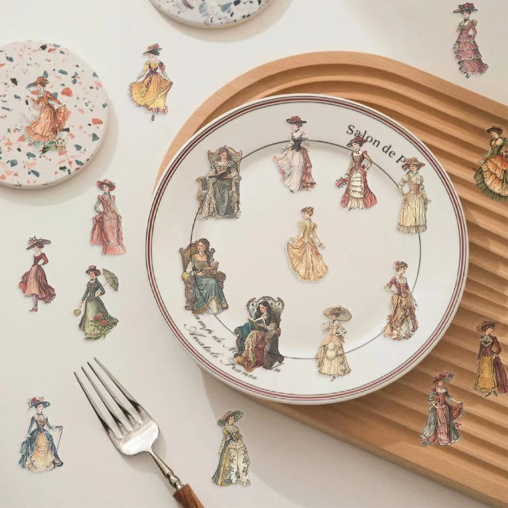 50pcs Retro European And American Characters Sticker Decor Laptop