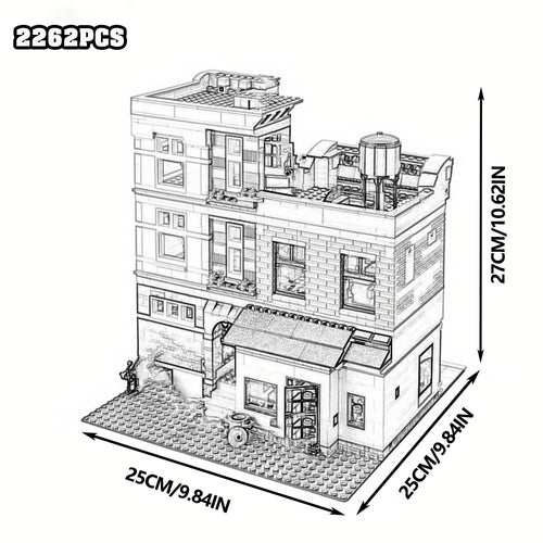 Creative Expert Bricks Bank Cafe Corner MOC Street View City Model