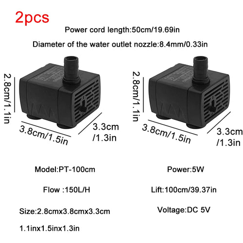 Ultra Quiet USB Aquarium Fish Tank Filtration Pump Mini Pet Fountain