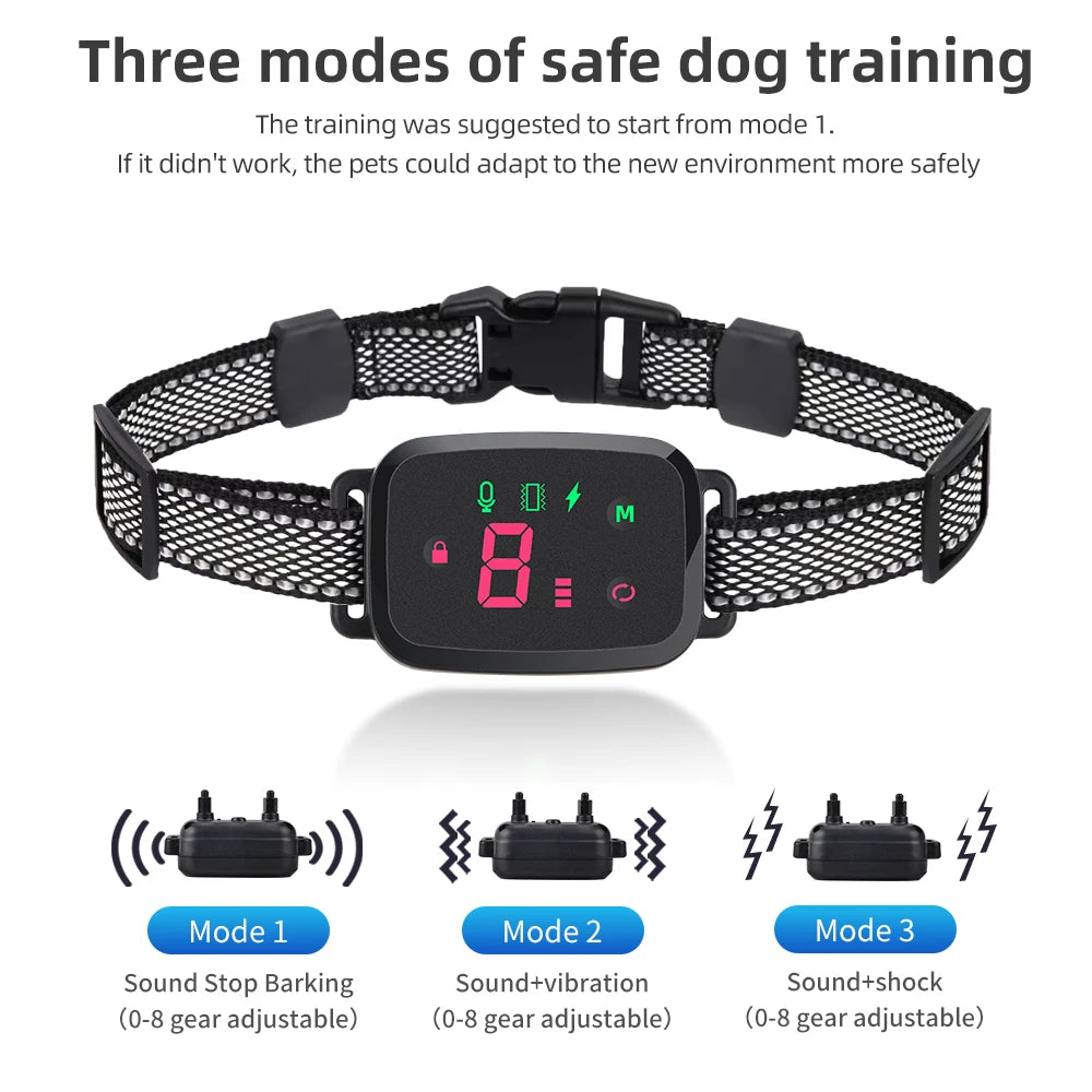 Smart Automatic Anti Barking Dog Collar HD Digital Display IP67
