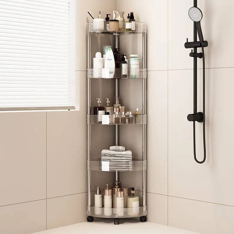 Fashion Rack Multi-Layer Transparent Bathroom Shelf Washbasin Storage