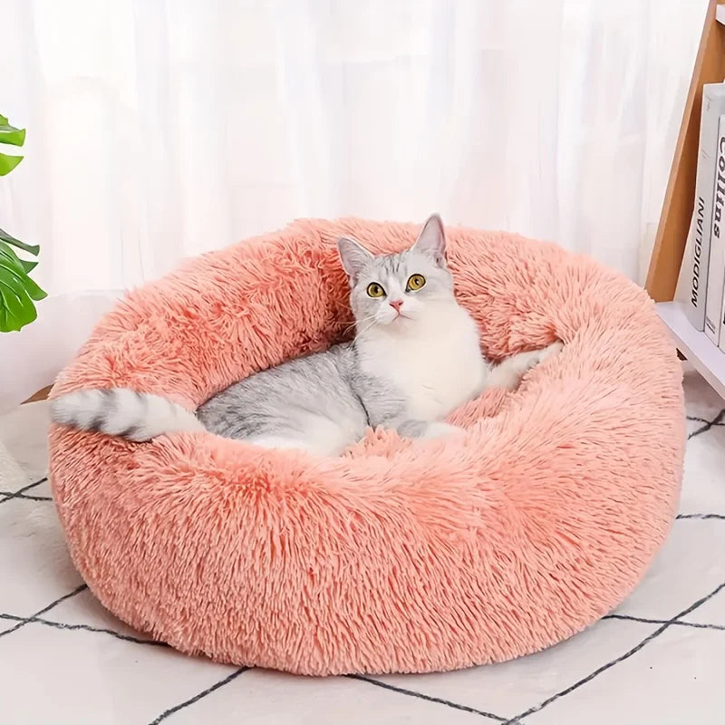 1PC comfortable striped plush pet bed, suitable for cats and