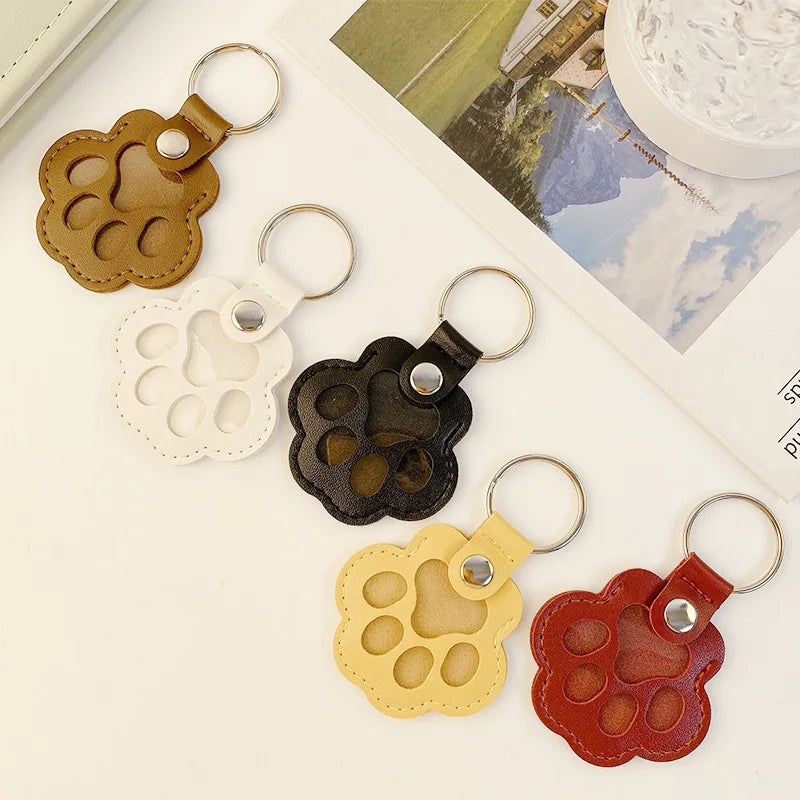 Memorial Leather Pet Hair Storage Bag Cat Paw Keychain Multifunctional