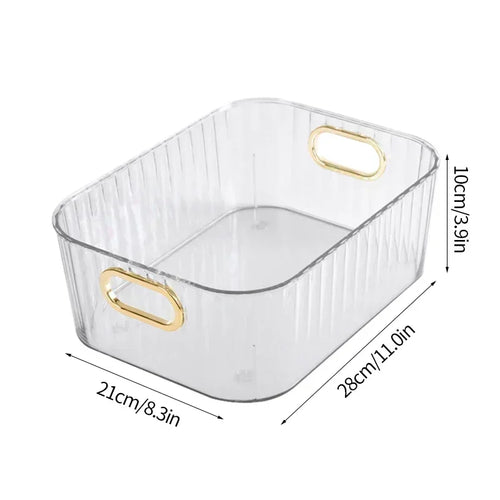 1pc Nordic Luxury PET Acrylic Storage Box with Handles – Transparent
