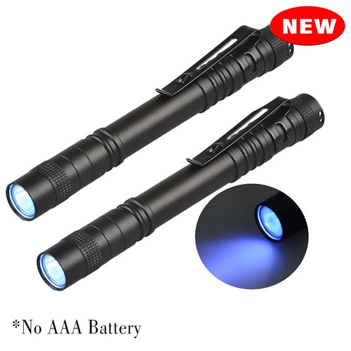 1/2PCS UV Flashlight 395nm Ultraviolet Torch With Pen Clip Portable