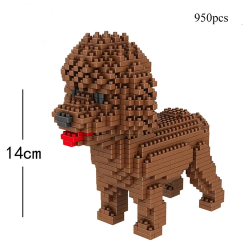 KNEW BUILT Dachshund Dog Model Mini Building Block Toy Set 9 Style for
