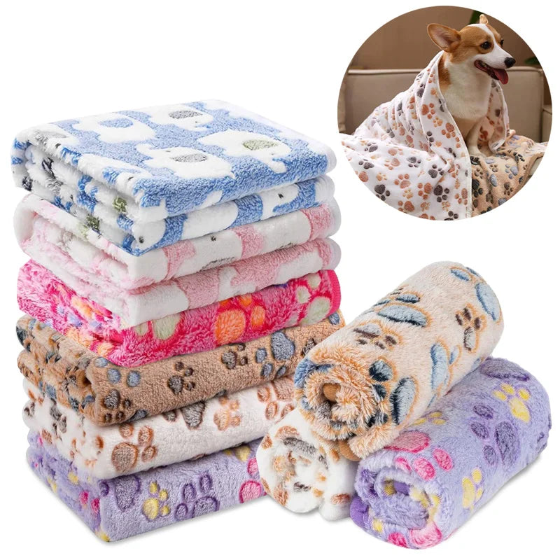 Dog Bed Mat Blanket Soft Fluffy Pet Blanket Cute Paws/Elephant Pattern