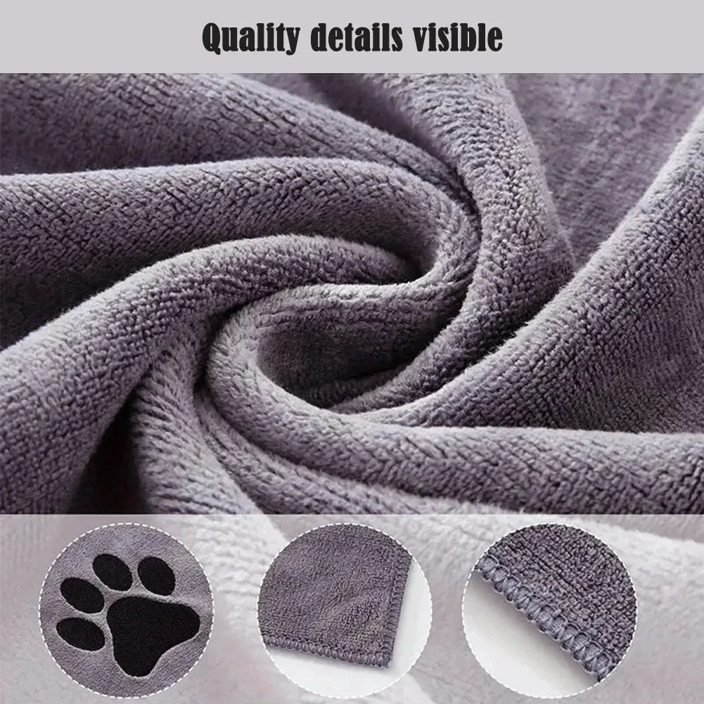 3 Size Options Microfiber Pet Bath Towel Embroidered Super Soft