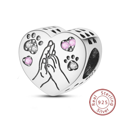 New 925 Sterling Silver Charm Beads Dog Cat Pets Pendant Fit Original