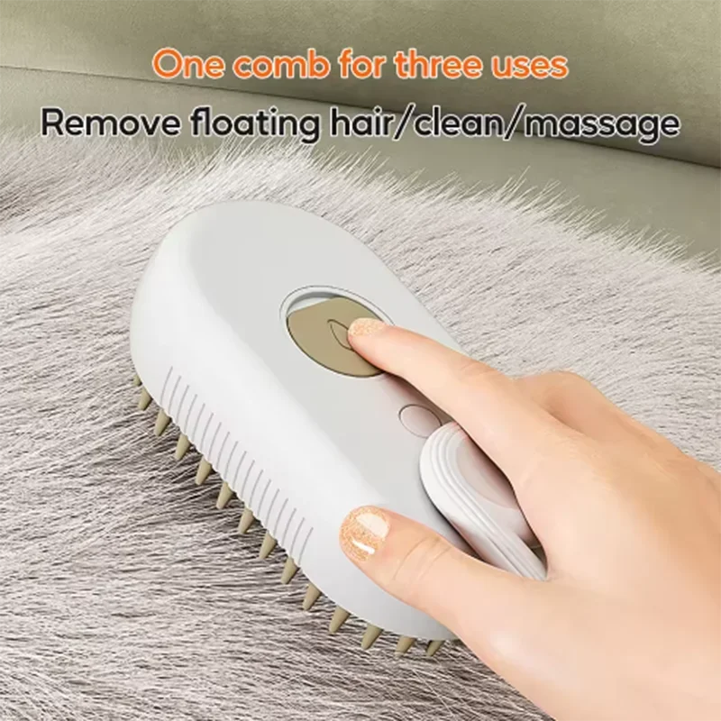 1pc New Cat Dog Pet Spray Massage Brush One Button Steam Spray Folding
