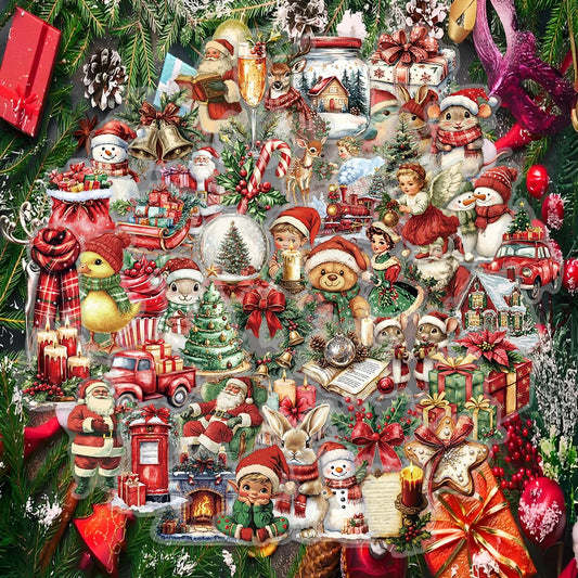 50PCS Celebrating Christmas Cartoon Art PET Stickers Creative