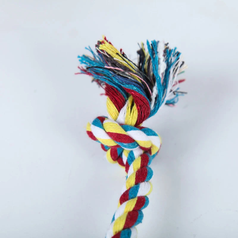 Random Color Pet Dog Toy Bite Rope Double Knot Cotton Rope Funny Cat