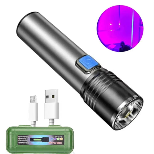 395nm UV Flashlight Blacklight Zoomable USB Rechargeable UV Light