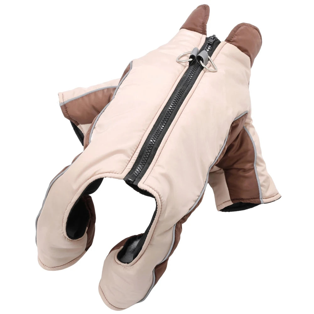 Warm Pet Clothes With D-ring Reflective Dog Jumpsuit For Small Medium