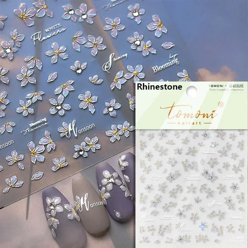 1piece 5Dcute tulip flower nail stickers high quality self-adhesive