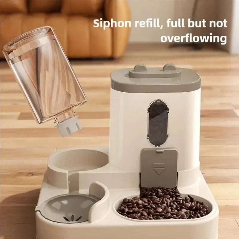 Dog & Cat Automatic Feeder & Waterer Set: Gravity Design, Leak-Proof,