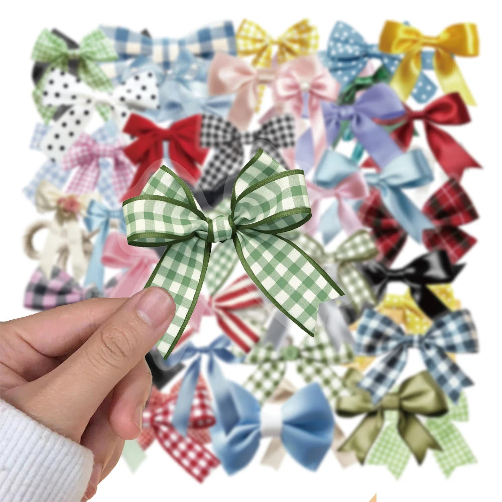 50PCS Bow Transparent Sticker Pack Cartoon Cute Waterproof PET