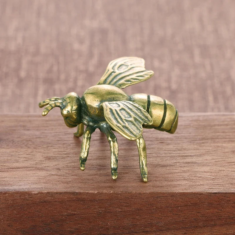 Solid Brass Insect Honeybee Figurines Miniatures Tea Pet Funny Beetle