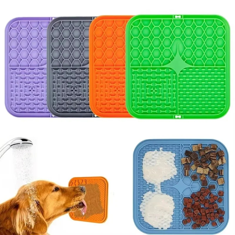 Pet Lick Silicone Mat Slow Feeder Dog Food Plate Bathing Distraction