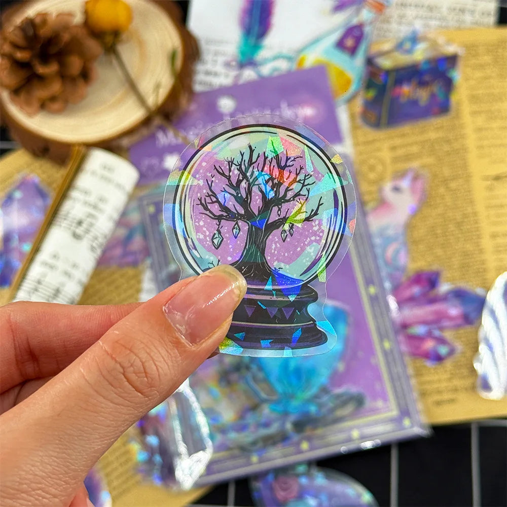 50Pcs Transparent PET Magic Witch Sparkling Film Sticker Pack
