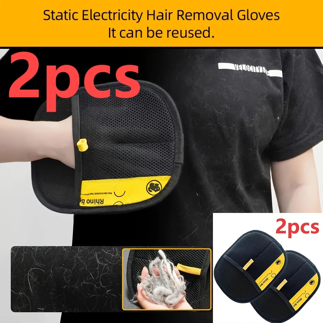 2-Piece Pet Hair Removal Gloves – Double-Sided Cat Brushes,