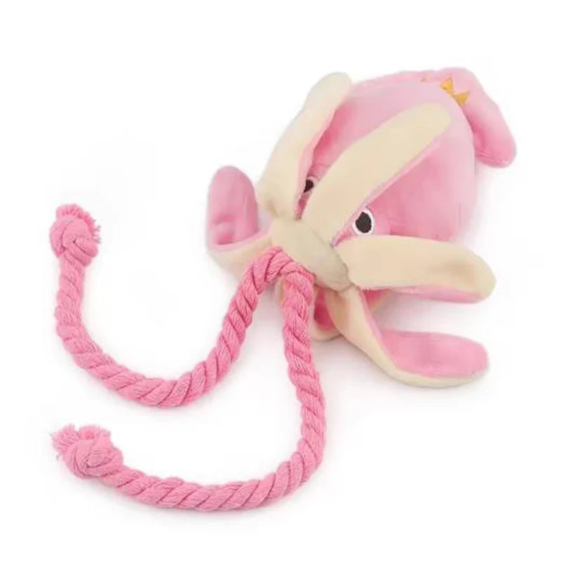 Dog toys; cat toys; sound-emitting cotton rope octopus; durable chew