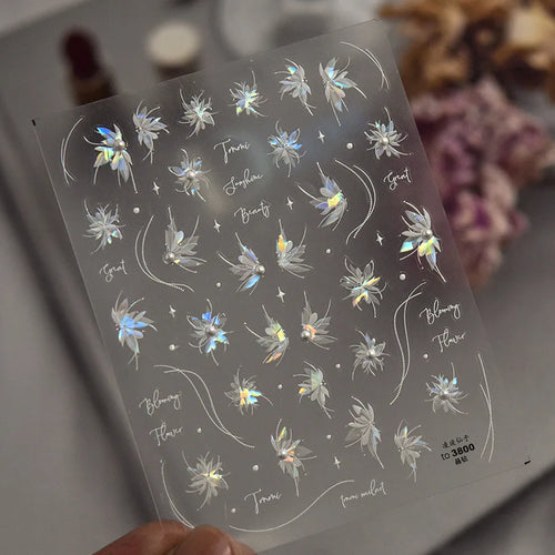 1Sheet Luxury Crystal diamond Nail Charms Stickers Lace Bow Self