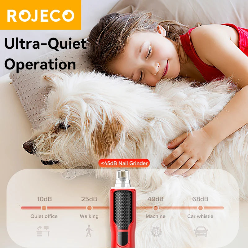 ROJECO Pet Electric Nail Grinder Rechargeable Dog Paw Grooming Nail