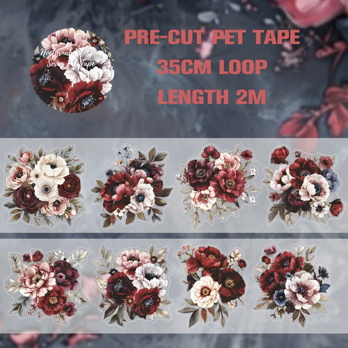 50mm*2m Vintage Floral Tape Self-Adhesive Scrapbooking PET Material