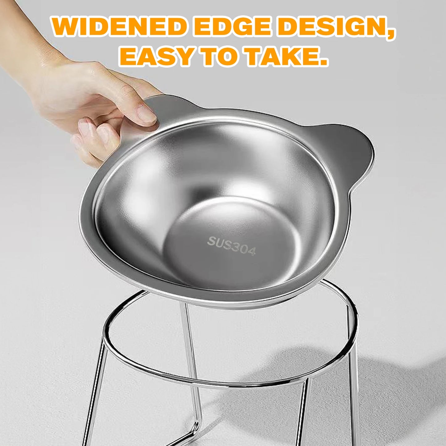 Stainless Steel Pet Bowl Slanted Anti Cervical Spondylosis for Cats
