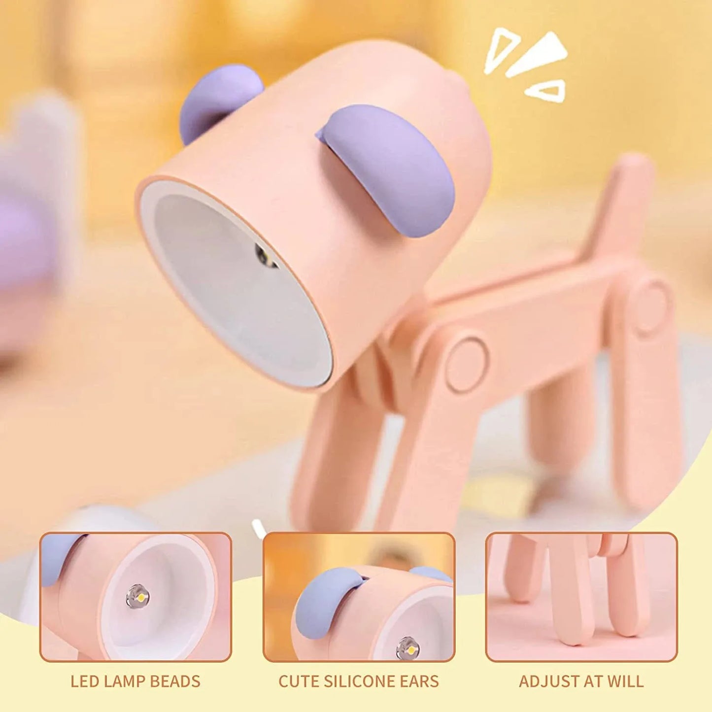 LED Night Light Mini Folding Desk Lamp Cute Pet Lights Dog Deer