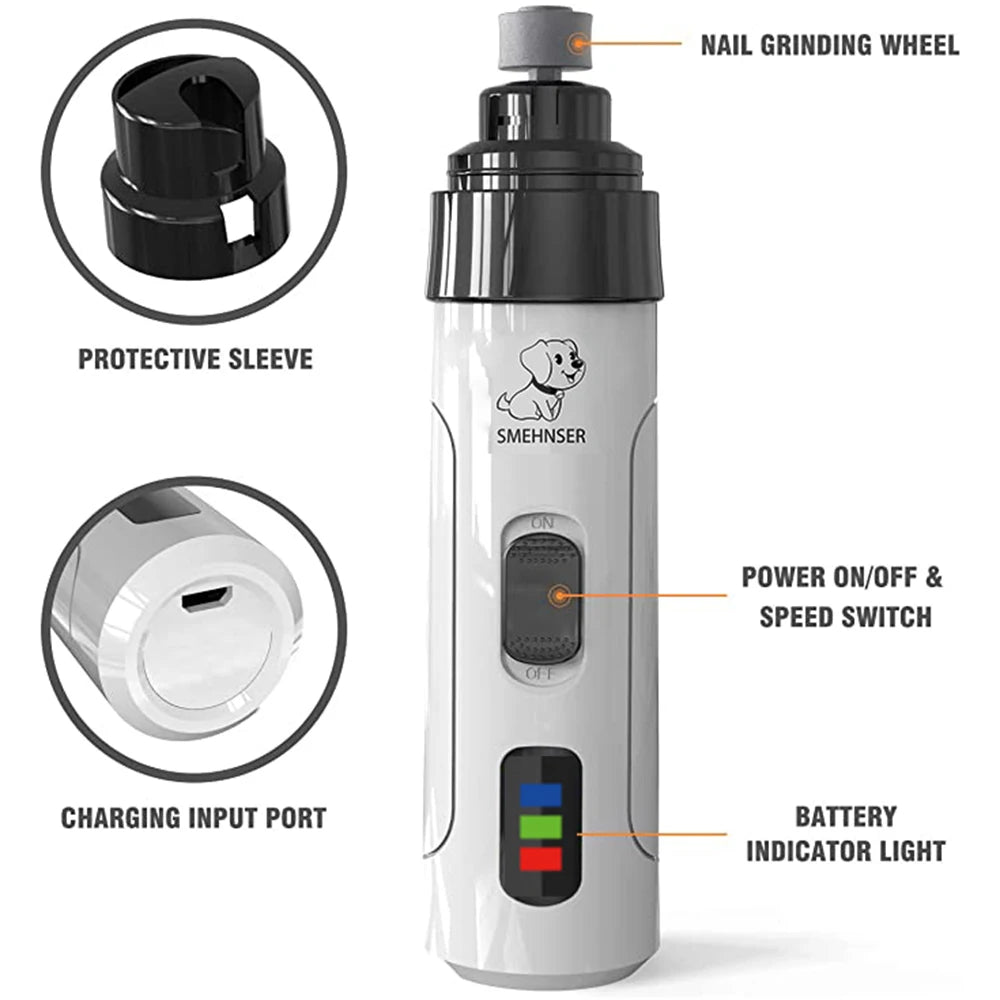 Electric Pet Nail Clipper USB Charging Dog Nail Grinder Portable Puppy