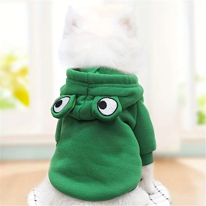 Adorable Green Frog Dog Sweater Dog Coats  Pet Clothes Pet Hooded