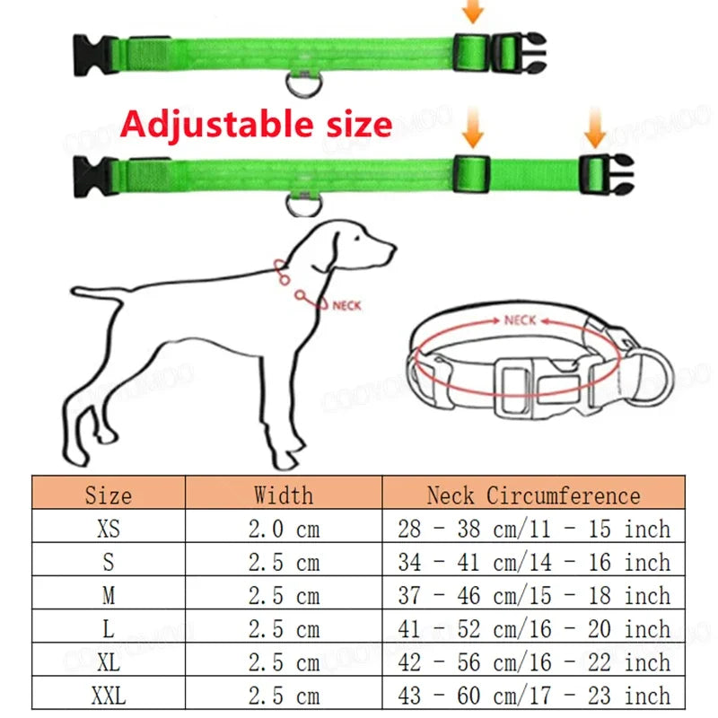 3 Modes Dog Luminous Charge Collar Led Usb Cat Dogs Collars Detachable