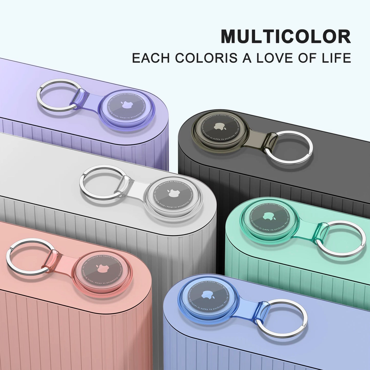 Waterproof Anti-lost Keychain Holder TPU Case for Apple Airtag Air Tag