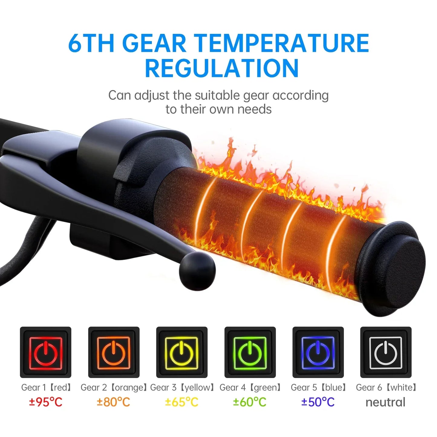 Extractme Motorcycle Heated Handgrips 5V USB 6 Gear Warmer Electric